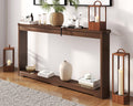 Rovibek Modern 70 Inch Entryway Table Narrow - Behind Sofa Table Narrow, 8 Inch Deep Console Table Behind Couch with Open Storage, Walnut Entryway Table for Hallway, Foyer, Living Room