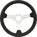 1963-1982 GM Chevy Corvette, Black Leather Steering Wheel with Brushed Center, also compatible with Camaro, El Camino, Chevelle, Impala, Nova, Pickup Truck with wood wheel option