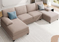 Sectional Couches for Living Room, 106 in U Shaped Couches for Living Room, 4 Seat Sofa with Armrest, Sectional Couch for Apartment, Beige