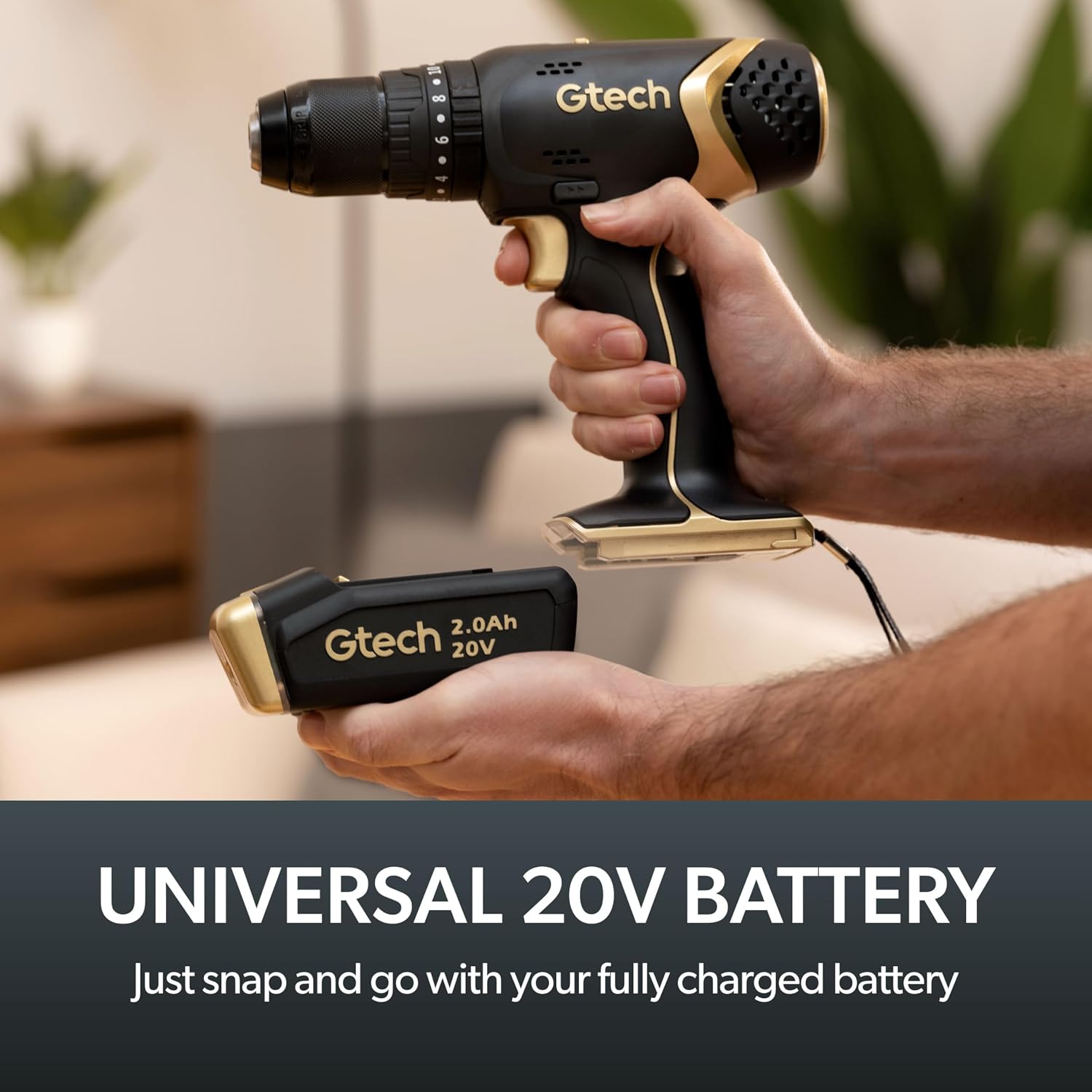 Gtech Combi Drill - Cordless Power Tool for DIY Projects, Home Tool Kit, and More - Includes Cordless Drill, Universal 20V Battery and Charger