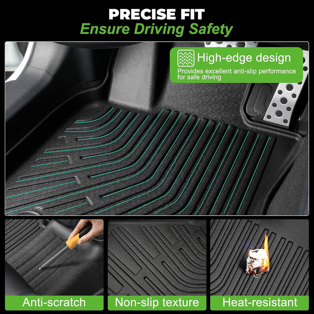 Floor Mats & Cargo Liner Custom for 2022-2025 Jeep Wagoneer 8 Seats All Weather Protection TPE Anti-Slip Automotive Full Set Floor Liners Jeep Wagoneer Accessories - Black