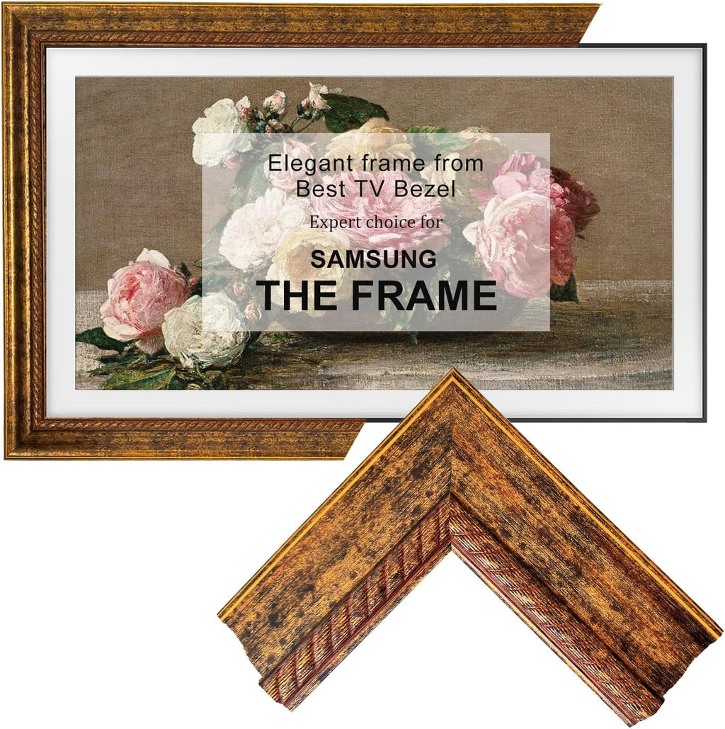 Patina Gold Walnut 50' TV frame - Compatible ONLY with Samsung The Frame TV (Fits 2021-2026 models, model codes: 50LS03A/B/C/D/FA/HE)