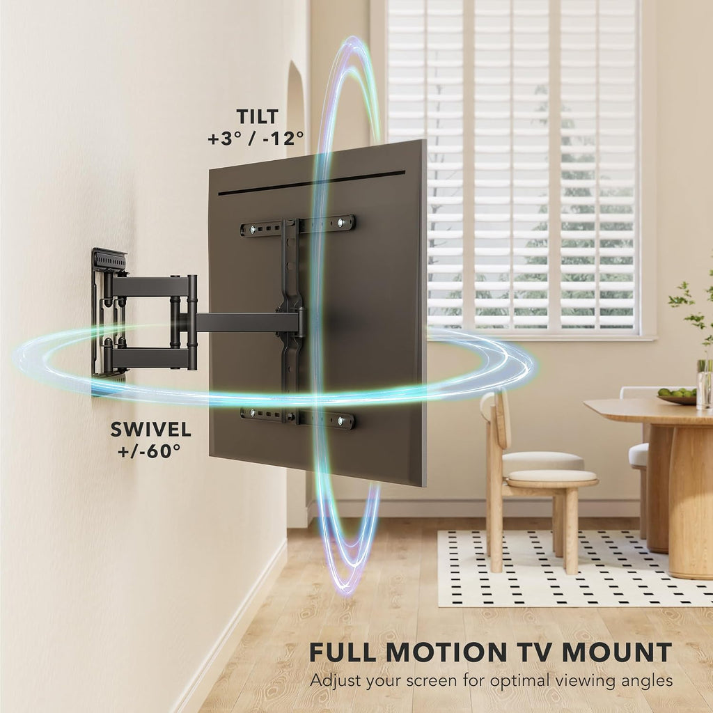 Mount-It! ADA Compliant Ultra Slim Full Motion TV Wall Mount, 1.1' Thin Low Profile Articulating Bracket for 43-90 Inch TVs, Heavy-Duty Swivel, Tilt, and Extend, Max VESA 600x400, 132 lbs Capacity