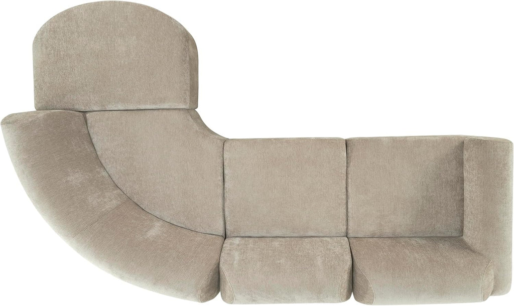Christopher Knight Home Midel 111' Modular L-Shape Sofa Couch with Chaise Lounge, Modern Boneless Sofa for Living Room, Fabric Upholstered Cloud Couch with Deep Seat, Dark Beige