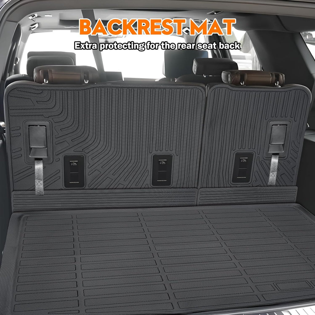 KUST Floor Mats Cargo Mat Set for 2021-2025 2026 Chevy/Chevrolet Suburban & GMC Yukon XL, All Weather Trunk Mat Backrest Mat for Suburban/Yukon XL Accessories TPE Rubber Liners (7 Seater Only)