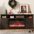 70 inch Fireplace TV Stand for Living Room, Electric Fireplace TV Stand with 12 Colors of 3D Flame & Heating, Entertainment Center with Storage Cabinet (Brown, Wavecrest)