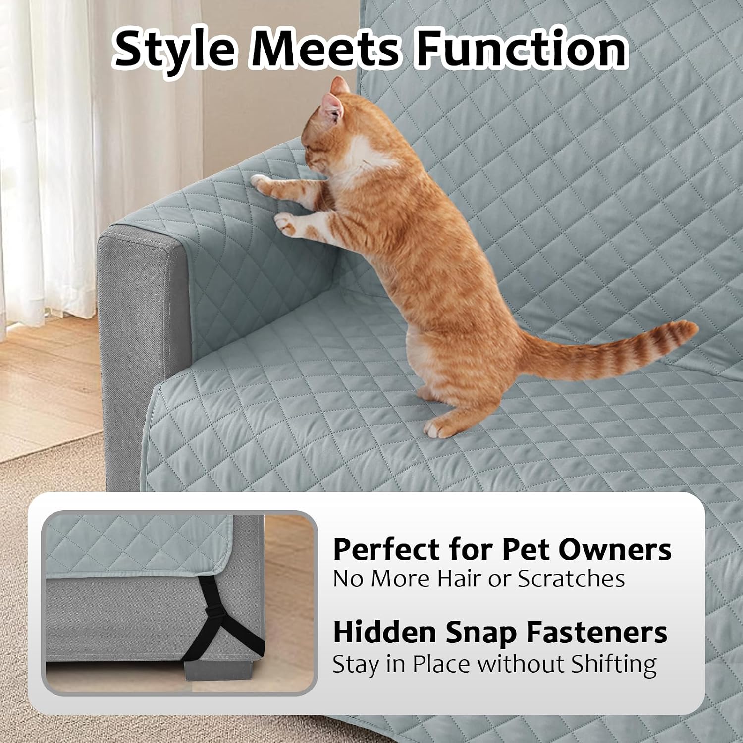 Waterproof Sectional Couch Covers L Shape Sectional Sofa Covers for Pets Washable Non-Slip 6PCS U Shaped Sofa Slipcovers Dog Couch Cover Corner Furniture Protector (X-Large, Blue Gray)