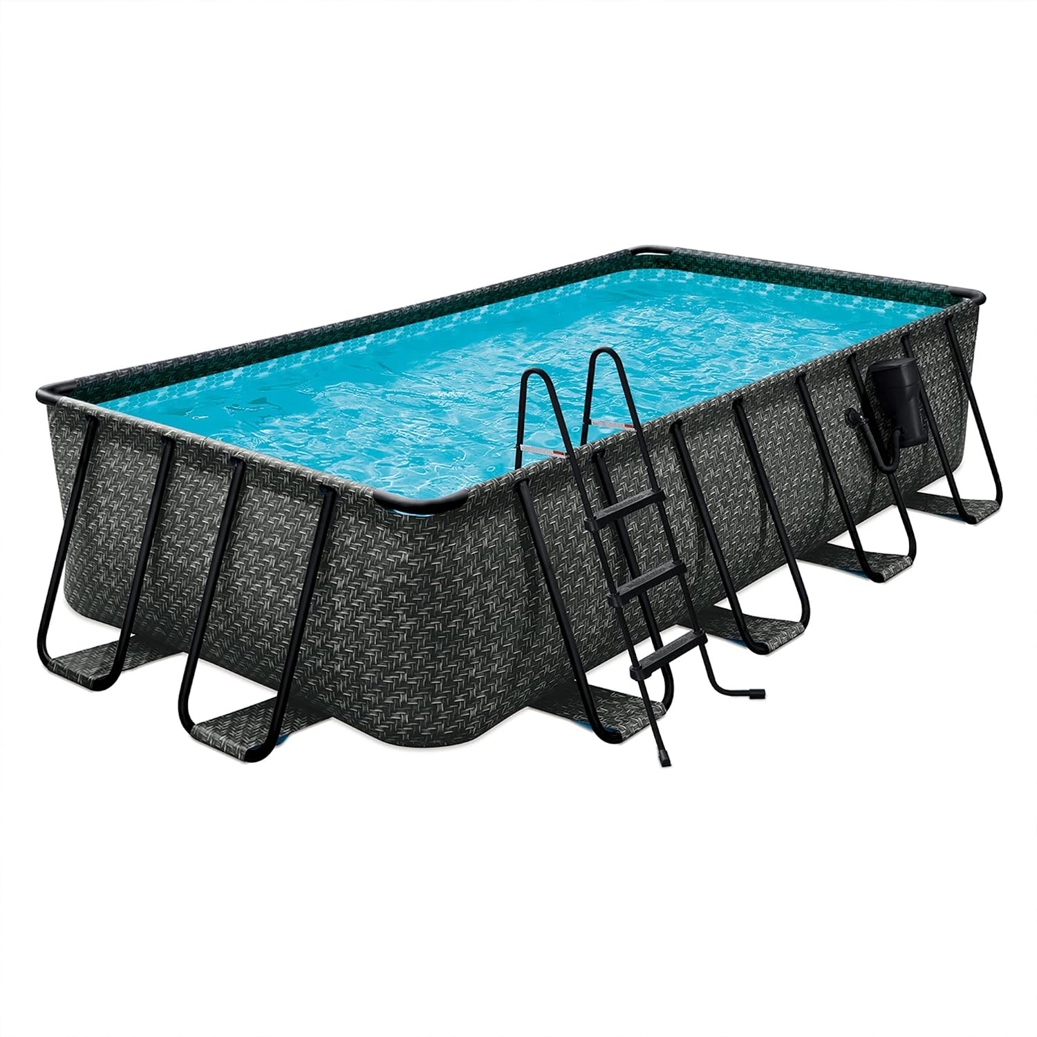 Funsicle Oasis Designer 16' x 8' x 42' Rectangular Above Ground Swimming Pool Set with 2-in-1 Filter Pump, Ladder & Maintenance Kit – Easy Setup for Backyard Fun