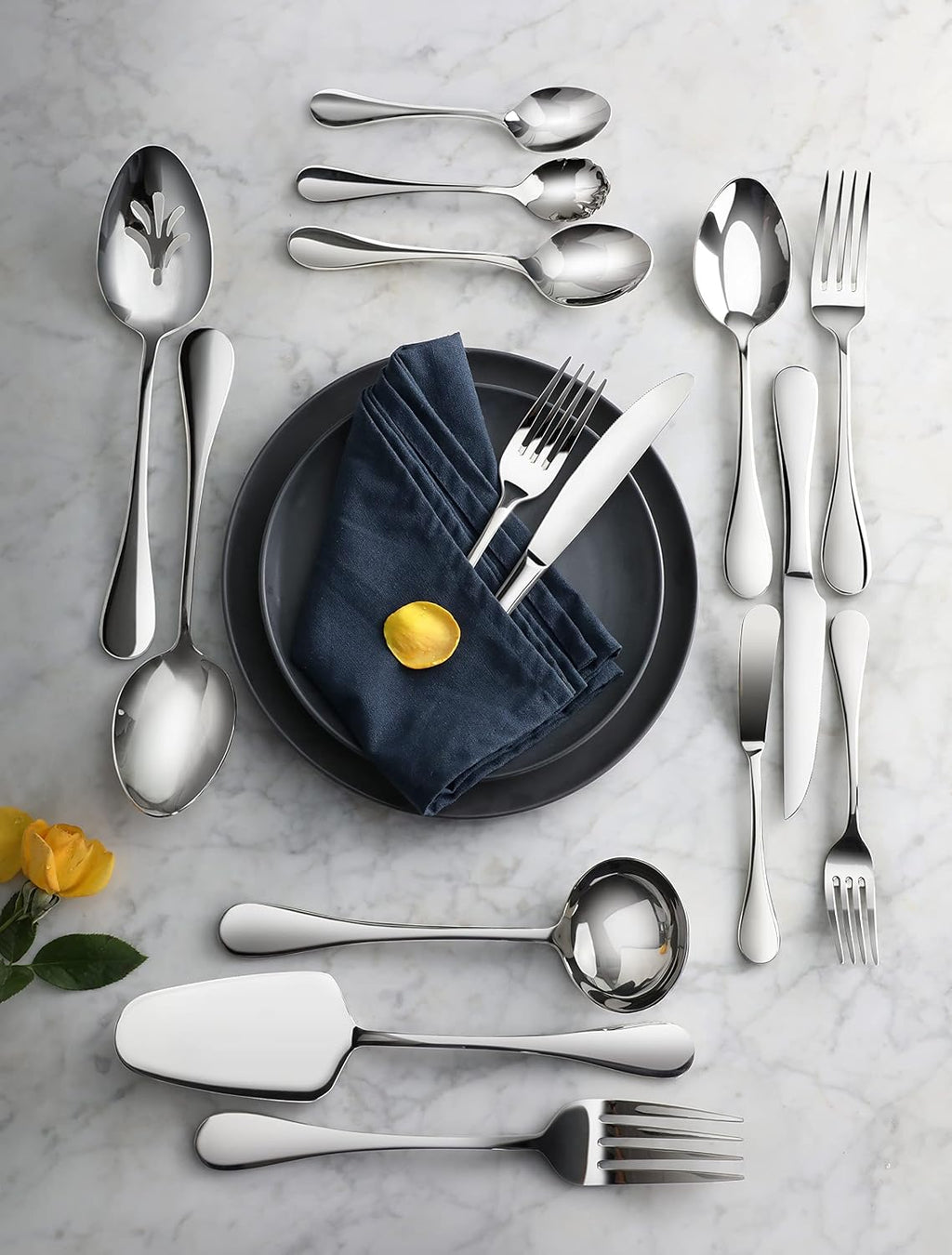 Artaste 56457 Rain 18/10 Stainless Steel 103-Piece Flatware Set, Service for 12