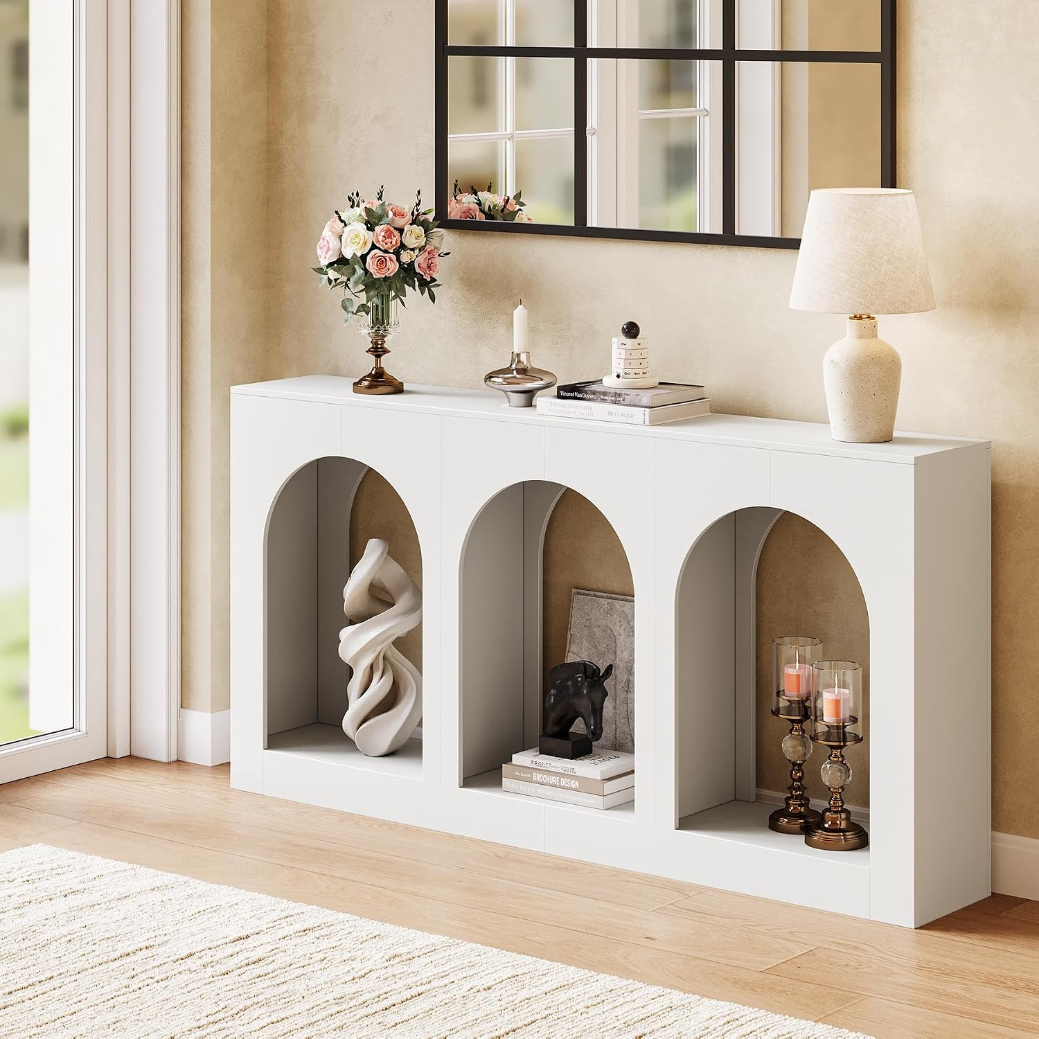 LITTLE TREE Console Table for Entryway, 71-Inch Long Narrow Modern Entry Table for Living Room, Hallway, Behind Couch, Entrance, Sofa, Foyer, Front Door, White