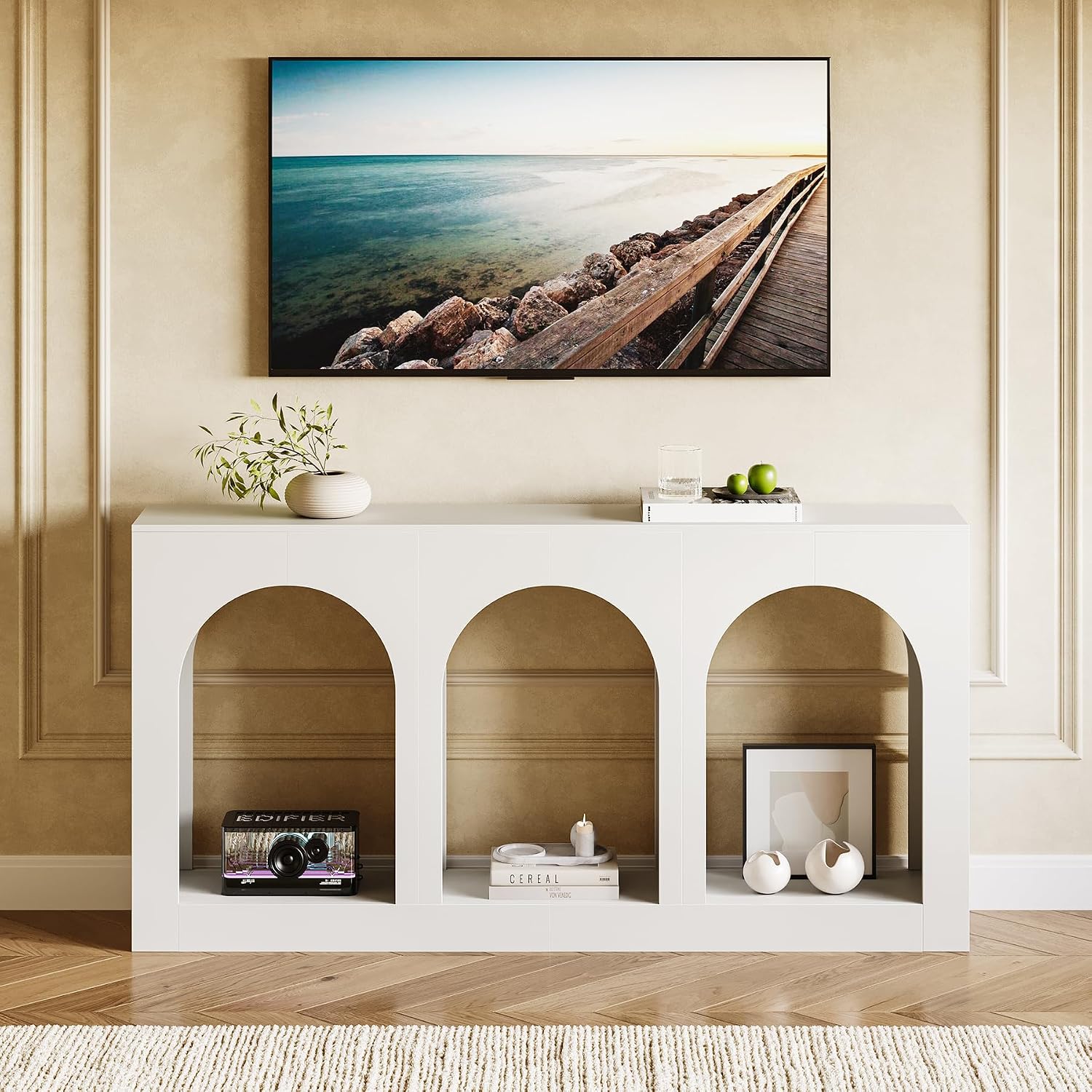LITTLE TREE Console Table for Entryway, 71-Inch Long Narrow Modern Entry Table for Living Room, Hallway, Behind Couch, Entrance, Sofa, Foyer, Front Door, White