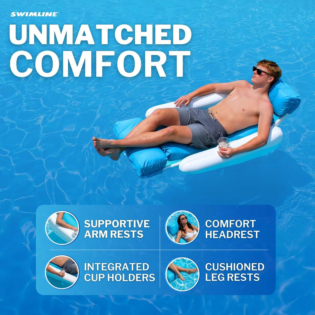 SWIMLINE ORIGINAL 10025M Sunchaser SunSoft Luxury Lounger Chair Pool Float | Molded Frame & Pontoon Design | Pool Floats Adult | Pool Lounger | Pool Accessories | Pool Chairs and Lounges For In Pool