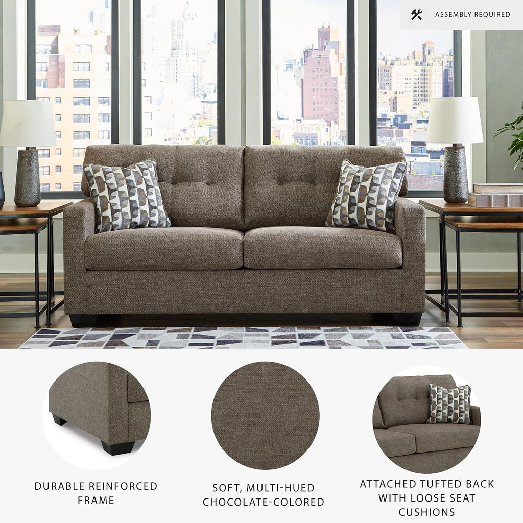 Signature Design by Ashley Mahoney Contemporary Tufted Sofa, Dark Brown