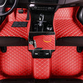 Custom Fit Leather Car Floor Mats for Ford Mustang 2024,Waterproof Anti-Slip Vehicle Floor Liners, Durable Easy Clean Interior Protection Mats(Full Set/Red Beige)