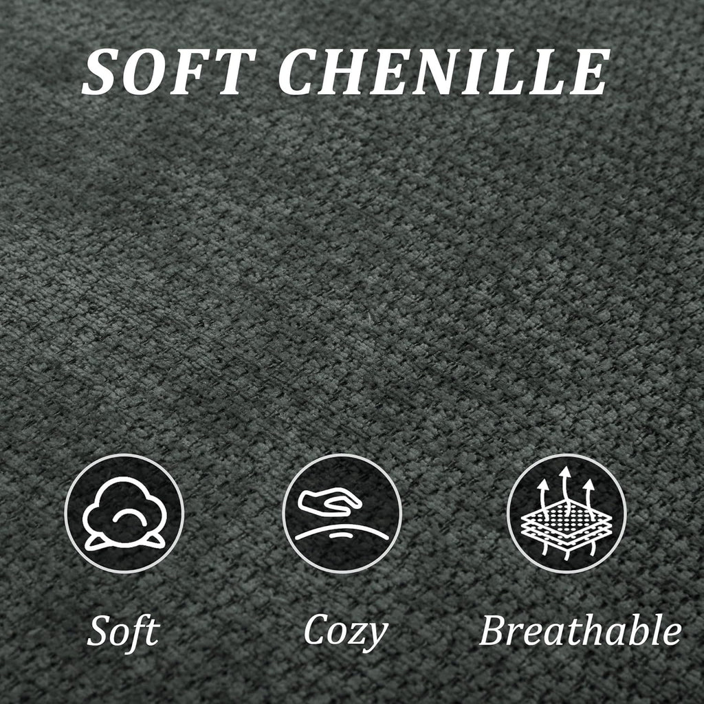 95' Modern Curved Sofa, Chenille Fabric Comfy Cloud Couch, No Assembly Required Half Moon Couch with Deep Seat, 4 Pillows for Living Room, Apartment, Bedroom