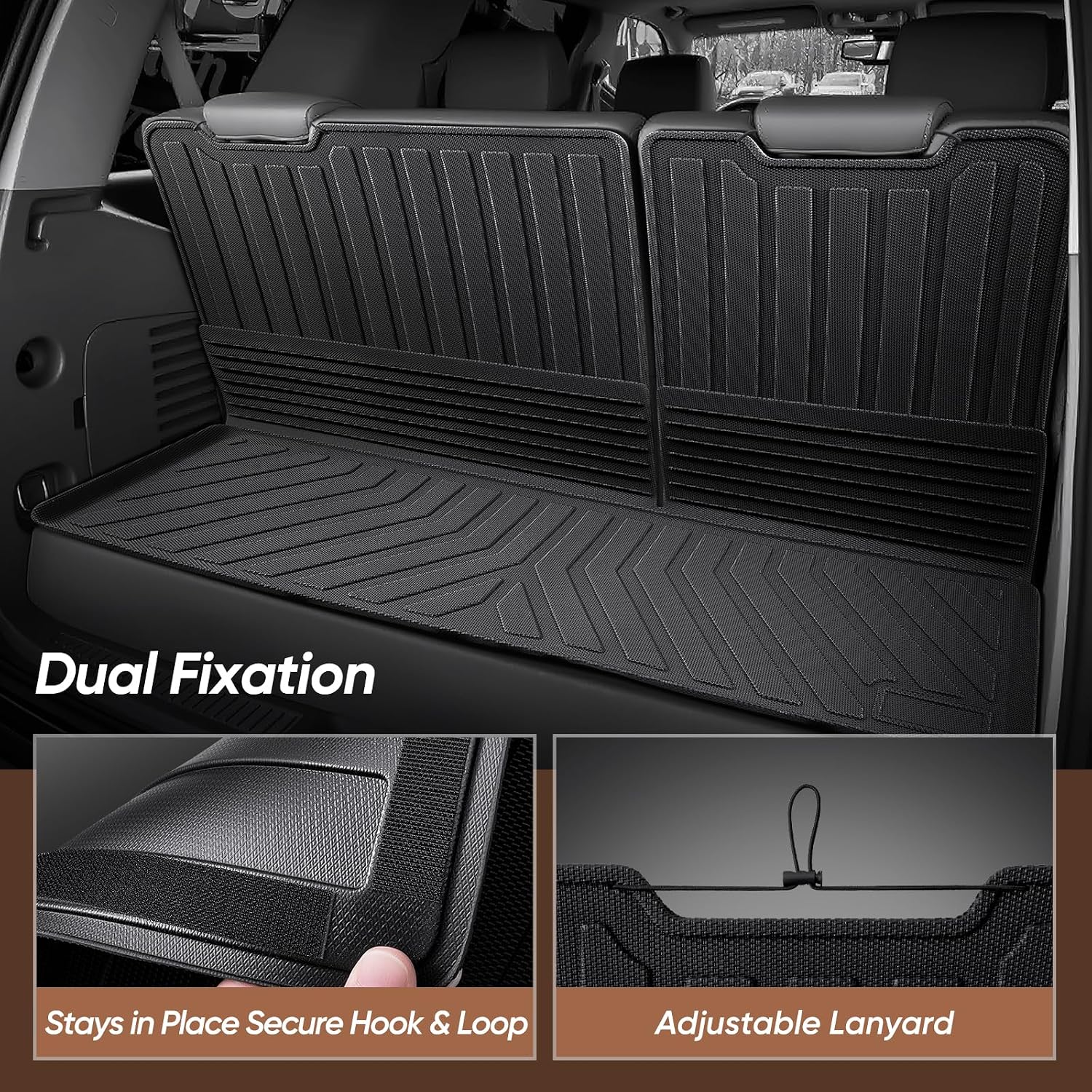 for Chevy Tahoe for GMC Yukon Floor Mats & Cargo Liner 2015-2020 7 Seats (Not for XL), All Weather Trunk Mats for Chevrolet Tahoe Rear Backrest Mats Accessories 2015 2016 2017 2018 2019 2020