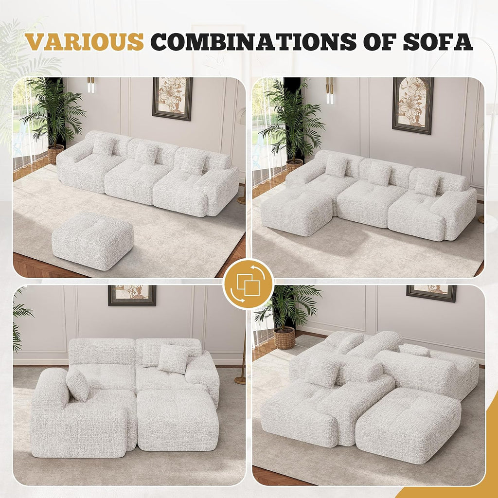 85' Cloud Loveseat Sofa in a Box, Modern Small Couch No Assembly Required, Comfy Deep Seat Boneless Couches for Living Room, Bedroom, Apartment, Beige 1 PCS