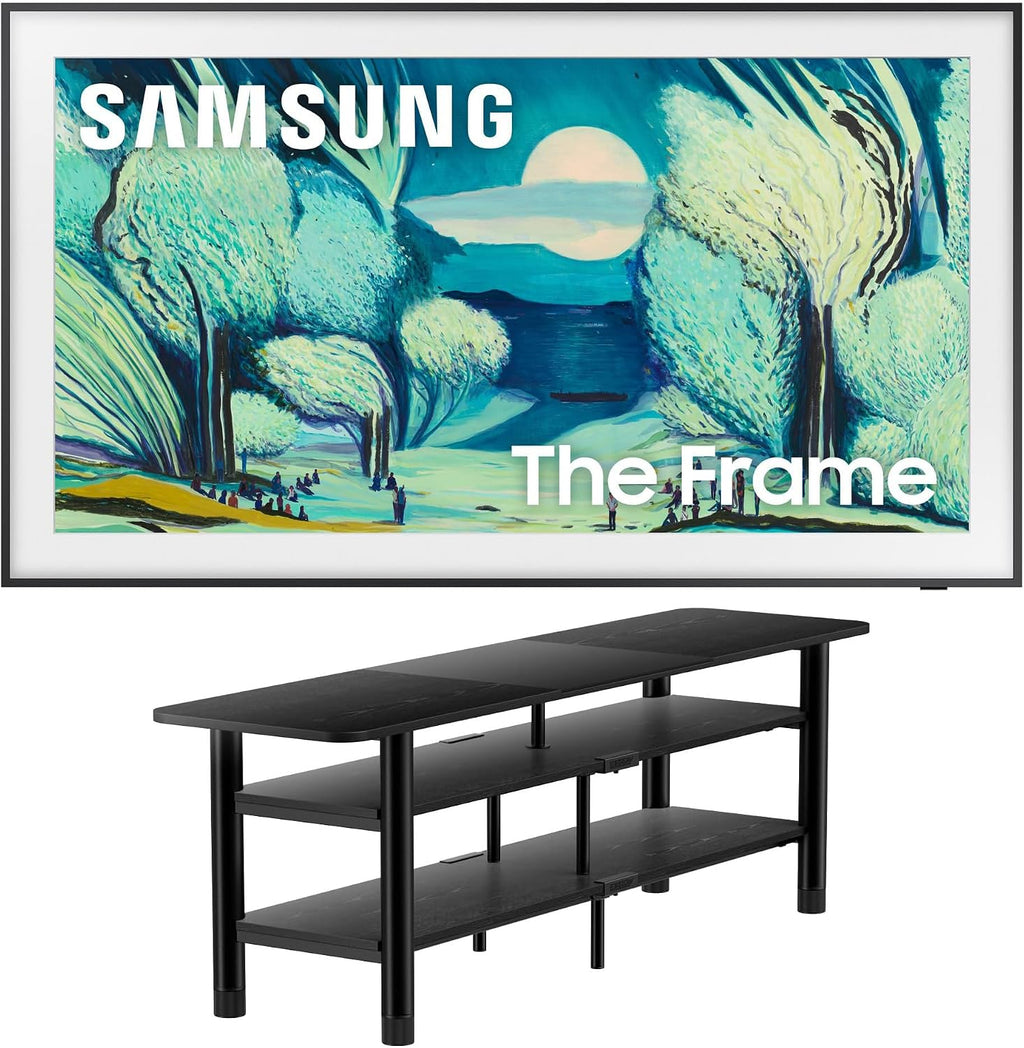 Samsung QN55LS03FAFXZA 55 Inch The Frame QLED 4K Art Mode Vision AI Smart TV with an ErgoAV ERTFL1-01B 60' FlexFold Frame TV Stand (2025)