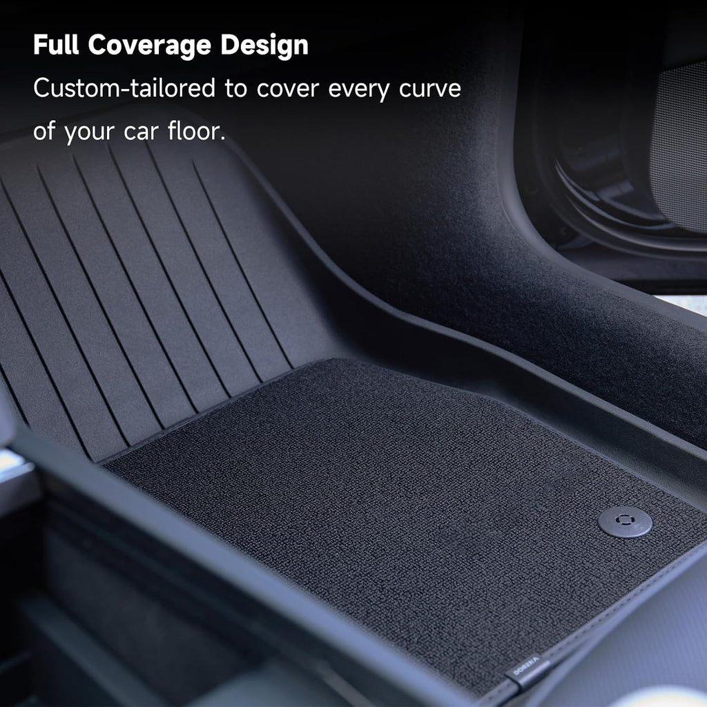 DORENA Floor Mats with Carpets for 2024 2025 2026 Tesla Model 3 Highland Double Layer All Weather TPE Removable Floor Liners Set of 6 (Black)