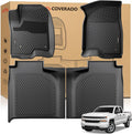 Coverado TPE Floor Mats for 2019-2024 Silverado 1500/Sierra Crew Cab, Driver Dual-Layer Anti-Slip&Split Rear Row, 1st&2nd Row Bucket Seat w/Rear Storage, All-Weather Liners, Not Fit LD/Bench/Regular