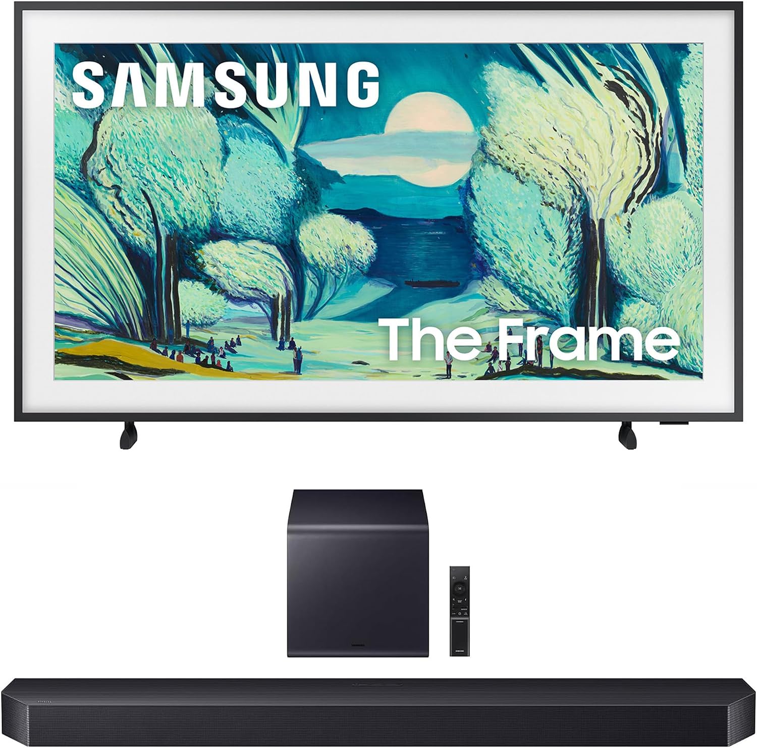 Samsung QN50LS03FAFXZA 50 Inch The Frame QLED 4K Art Mode Vision AI Smart TV with a Samsung HW-Q900F Q Series Soundbar 7.1.2 Ch Subwoofer (2025)