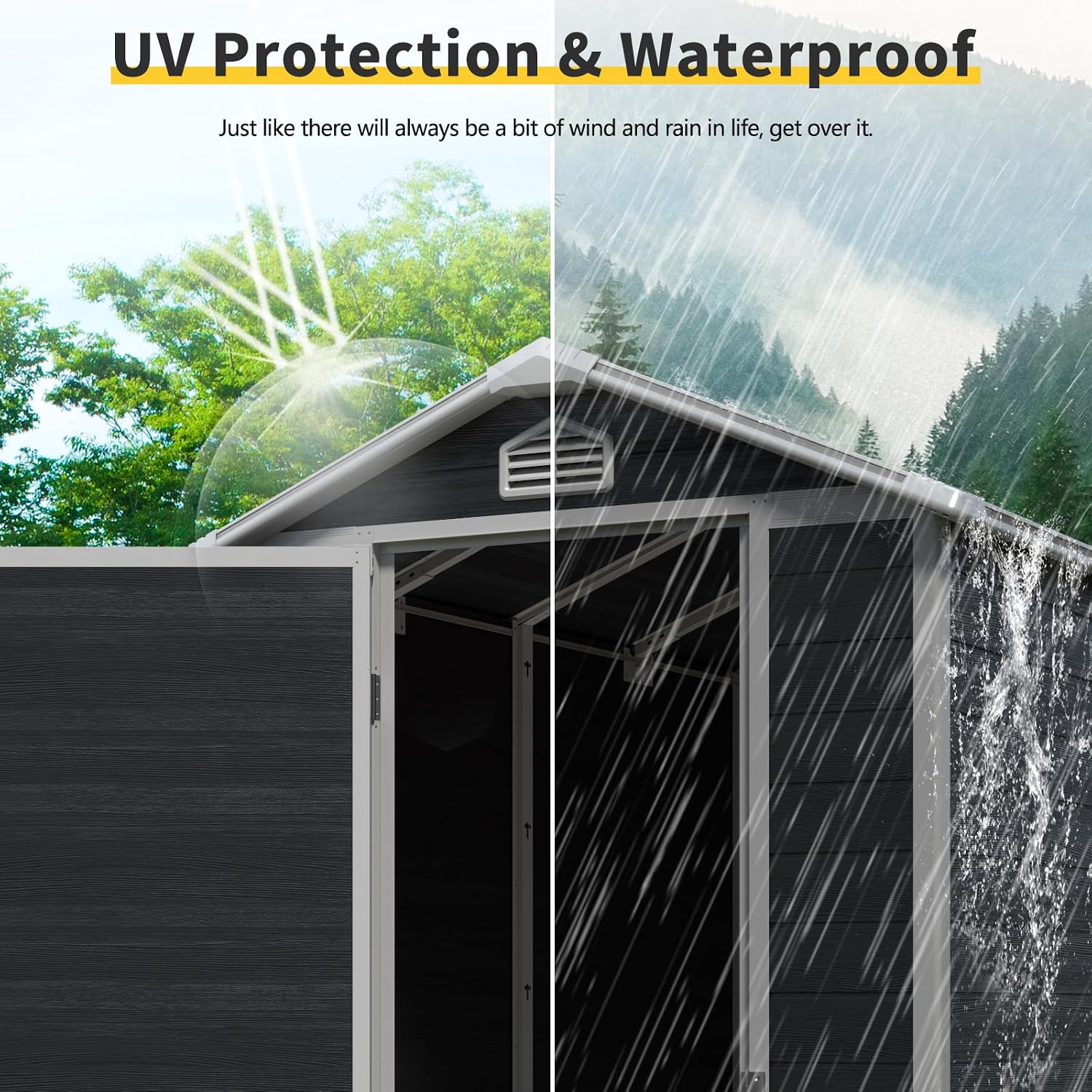 KEIKI 4x6 FT Outdoor Storage Shed Waterproof Resin Cabinet,Sloped Roof Polypropylene Frame with Lockable Doors for Patio Furniture