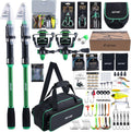 Goture Fishing Poles and Reels Combo - Green Telescoping Fishing Rod Portable Travel Kit with Carrier Bag for Freshwater Saltwater