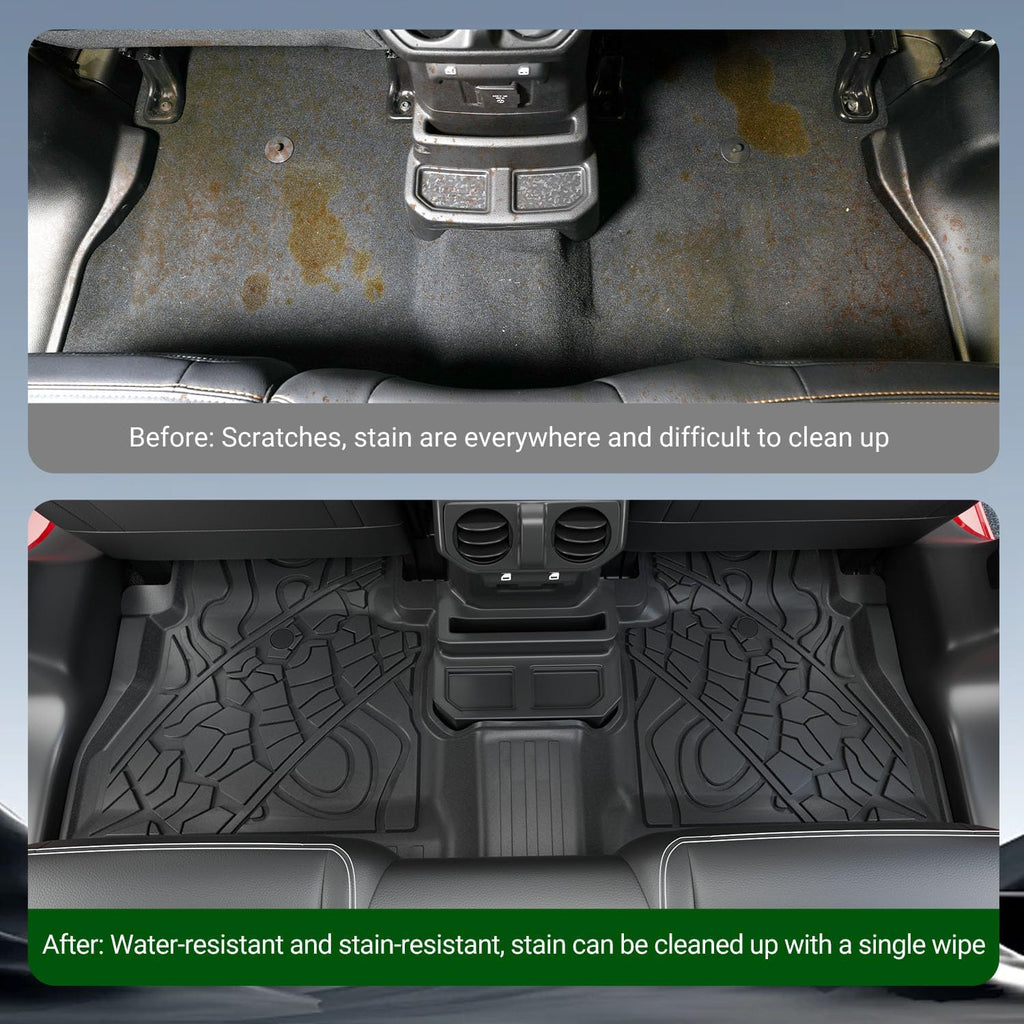 xipoqix Floor Mats Cargo Mat Backrest Mats Compatible with 18-25 Jeep Wrangler JL Unlimited 4X4 Cargo Liner Replacement for 18-25 Jeep Wrangler JL Accessories (Trunk Mat+Backrest Mats+Floor Mats)