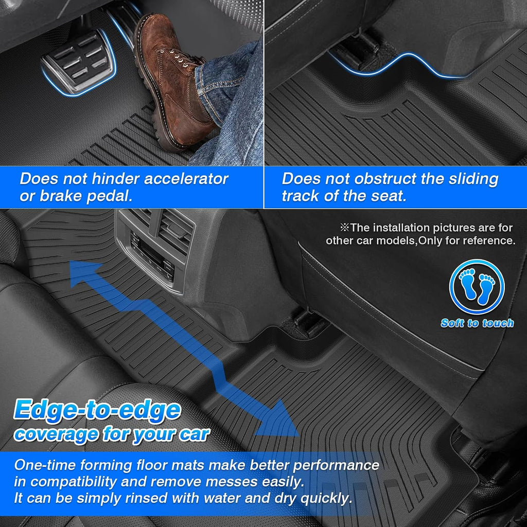 Floor Mats for Jeep Grand Cherokee L (6-Seater Without 2nd Row Center Console) 2021-2025 2026, All Weather Cargo Liner & Door Sill Guards for Grand Cherokee L Accessories, Car Accessories