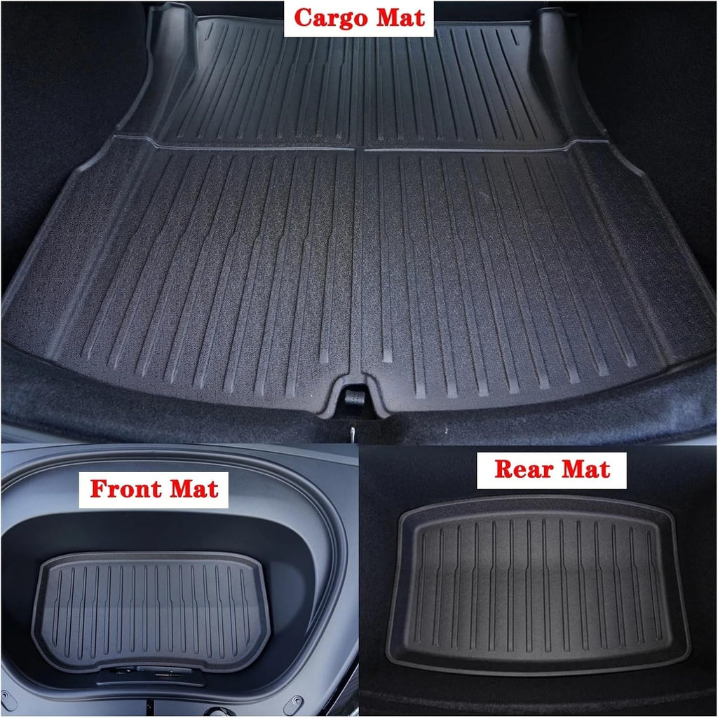 TPE Floor Mats Cargo Liner Compatible with Tesla Model 3 Highland 2024 All Weather Waterproof Anti-Slip Trunk Mats TPE Floor Liners(3PCS RHD)