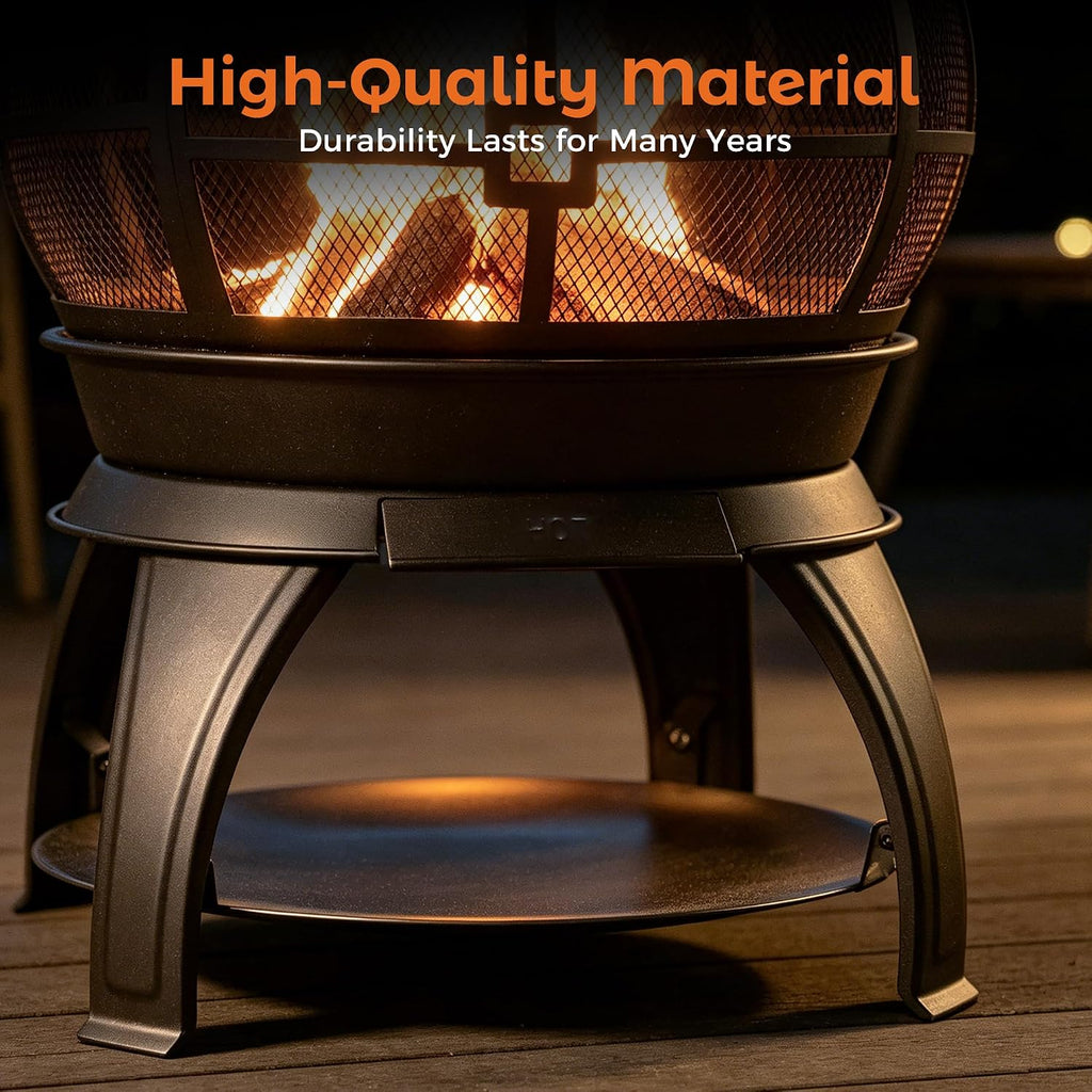 BALI OUTDOORS Chiminea Outdoor Fireplace, Outdoor Wood Burning Fire Pits for Backyard, Garden, Camping, Brown-Black