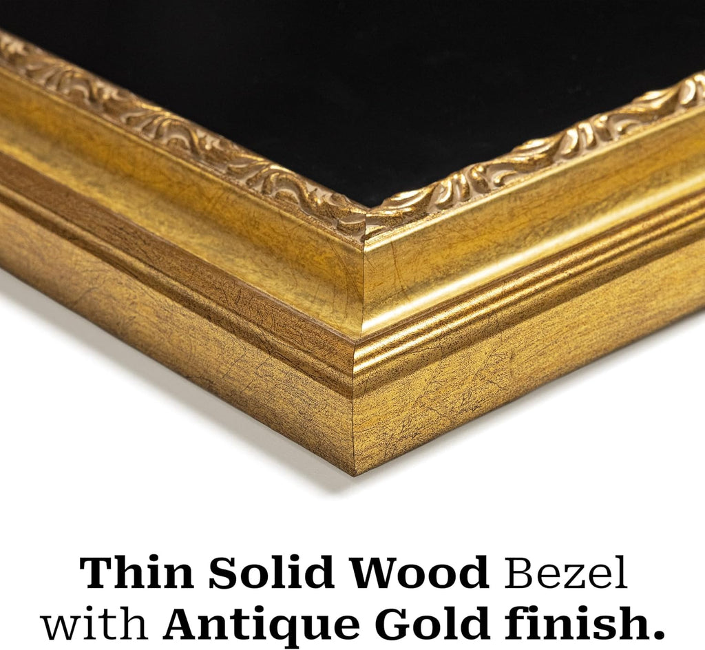 Thin Ornate Antique Gold TV, Handmade Wooden Bezel Compatible with Samsung The Frame (Pro) (2021-2025, 32-85'), TCL NXTFrame
