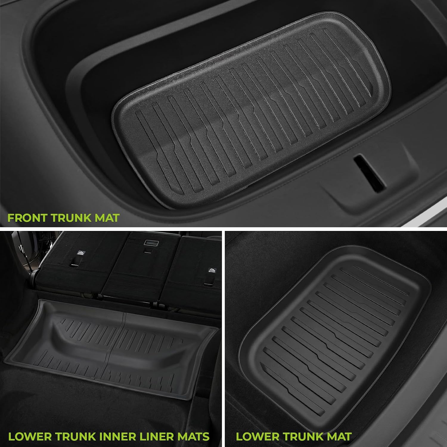 Floor Mats for 2025 2026 Tesla Model Y Juniper, 8PCS All Weather Full Set Cargo Liners Accessories, 3D TPE Odorless Trunk Frunk Rear Mats & Trunk Sill Guard for 5-Seater (Not Fit 7-Seat & Standard)