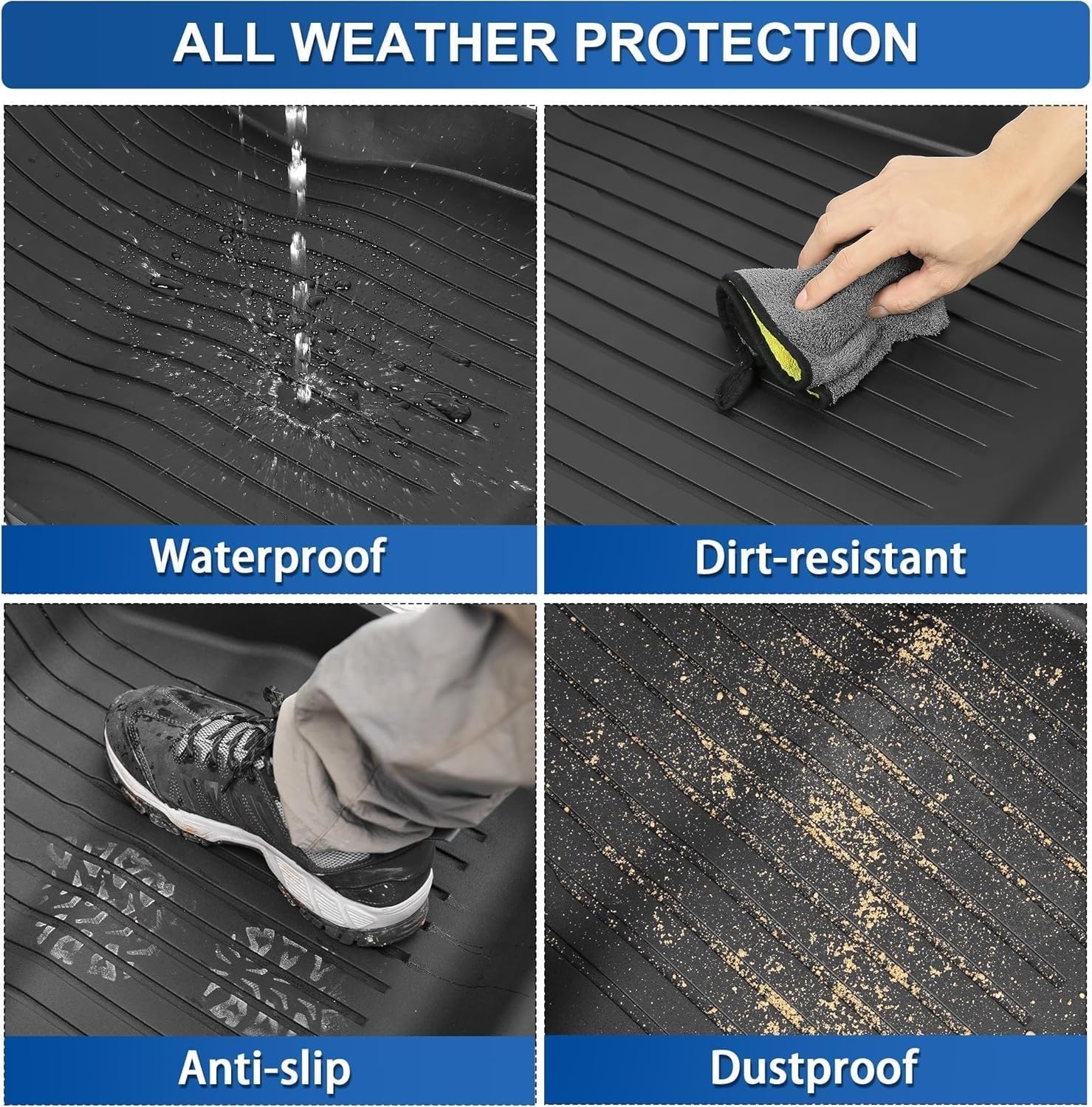 Compatible with Tesla Model 3 2024 2025 2026 Floor Mats Cargo Liner WP Anti-Slip Trunk Mat TPE Pad Left/Right Hand Rubber(8pcs RHD)