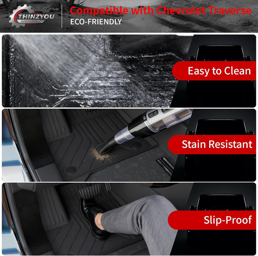 7 Seats Floor Mats Compatible with 2024 2025 2026 Chevrolet Traverse (NO Limited) Cargo Liner Cargo Mat Sub Trunk Mat Back Seat Cover Chevy Traverse Accessories (Floor Mats Full Set 10 PCS)
