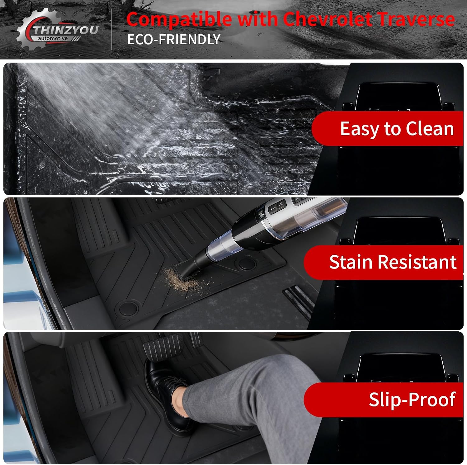 7 Seats Floor Mats Compatible with 2024 2025 2026 Chevrolet Traverse (NO Limited) Cargo Liner Cargo Mat Sub Trunk Mat Back Seat Cover Chevy Traverse Accessories (Floor Mats Full Set 10 PCS)
