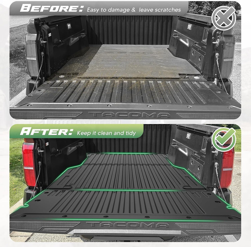 Cartist Floor Mats for Toyota Tacoma Hybrid 2024 2025 2026, All Weather 5FT Trunk Bed Mat, Tailgate Mat & Door Sill Guards for Tacoma Accessories, Heavy Duty TPE Car Mats, Car Accessories