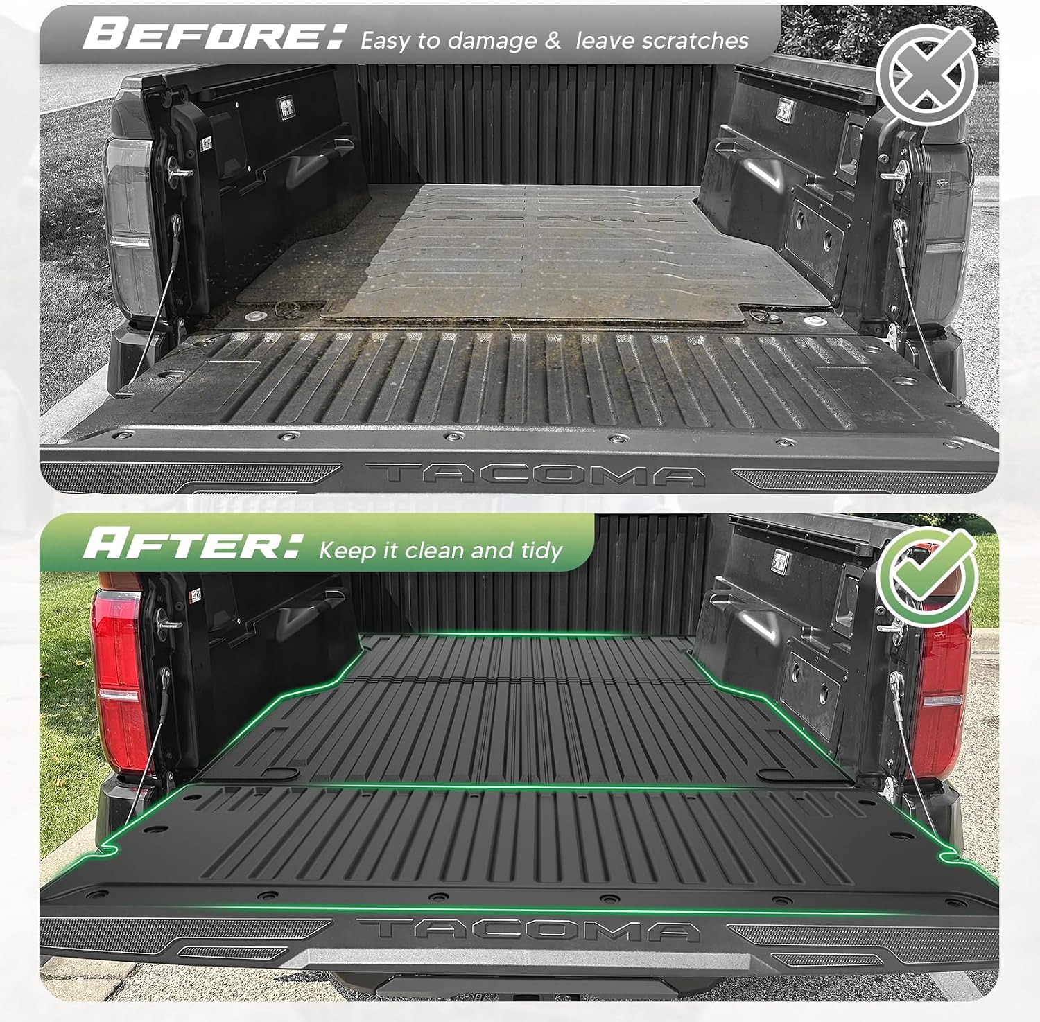 Cartist Floor Mats for Toyota Tacoma Hybrid 2024 2025 2026, All Weather 5FT Trunk Bed Mat, Tailgate Mat & Door Sill Guards for Tacoma Accessories, Heavy Duty TPE Car Mats, Car Accessories