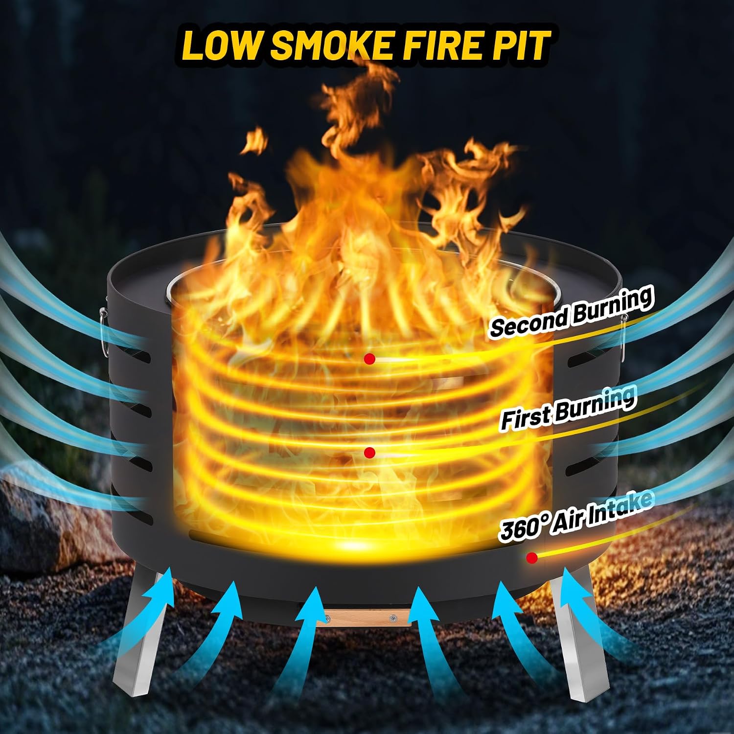 GarveeLife Smokeless Fire Pit Outdoor