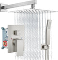 Aolemi Shower Faucet Set Rain Shower System with Handheld Spray Bathroom Shower Combo Rough-in Valve and Shower Trim Kit Included Brushed Nickel 12 Inch Wall Mount Shower Head
