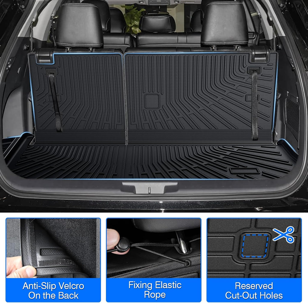 Cartist Floor Mats for Toyota Highlander 2020-2026 7 Seat (Both Hybrid and Gas, Not Grand), All Weather Cargo Liner with Backrest Mat and Door Sill Guards for Highlander Accessories, Heavy Duty