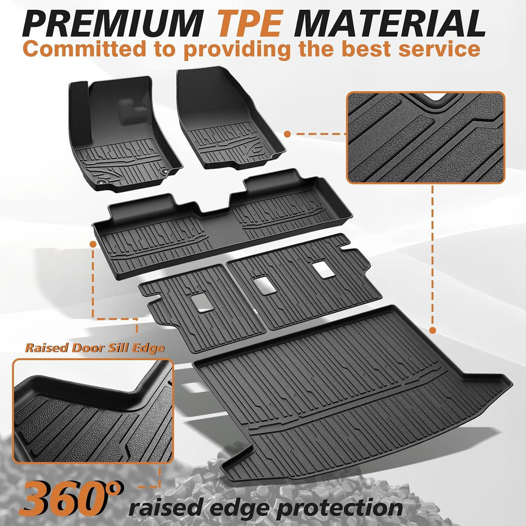 TripleAliners Floor Mats & Trunk Mat & Backrest Mats All Weather Liners Compatible with 2025 2026 Chevrolet Equinox Accessories TPE Custom Fit Floor Liners Rear Trunk Cargo Mat Seat Back Cover(No EV)