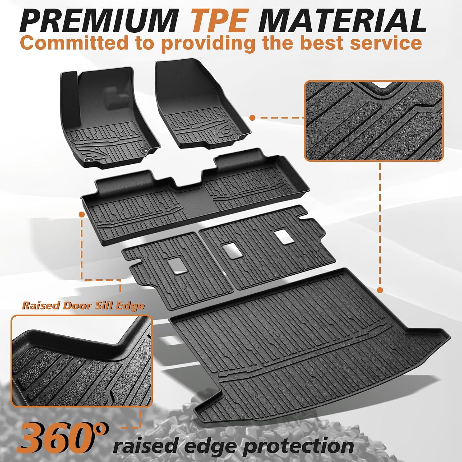 TripleAliners Floor Mats & Trunk Mat & Backrest Mats All Weather Liners Compatible with 2025 2026 Chevrolet Equinox Accessories TPE Custom Fit Floor Liners Rear Trunk Cargo Mat Seat Back Cover(No EV)