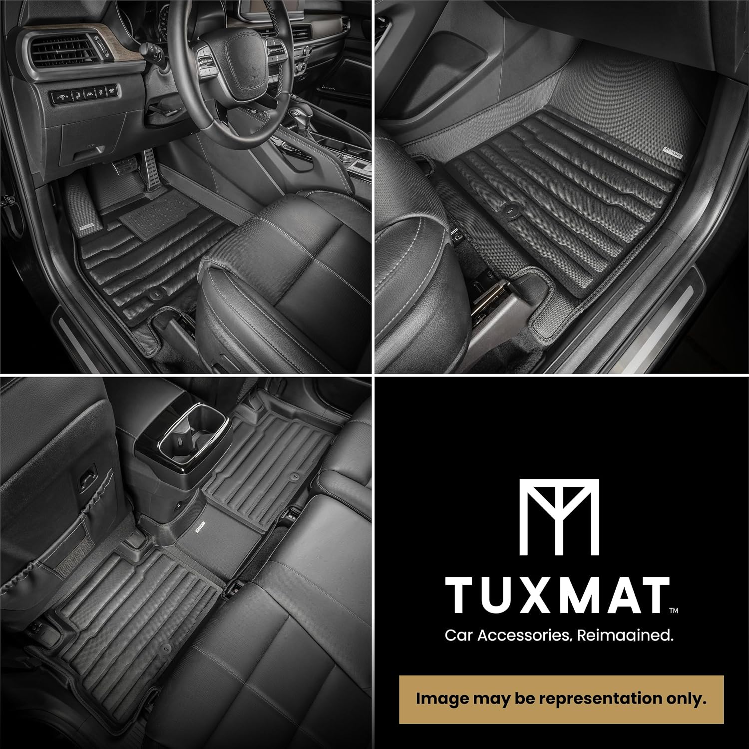 TuxMat - for Chevrolet Equinox EV 2024-2026 Models - Custom Car Mats - Maximum Coverage, All Weather, Laser Measured - This Full Set Includes 1st and 2nd Rows