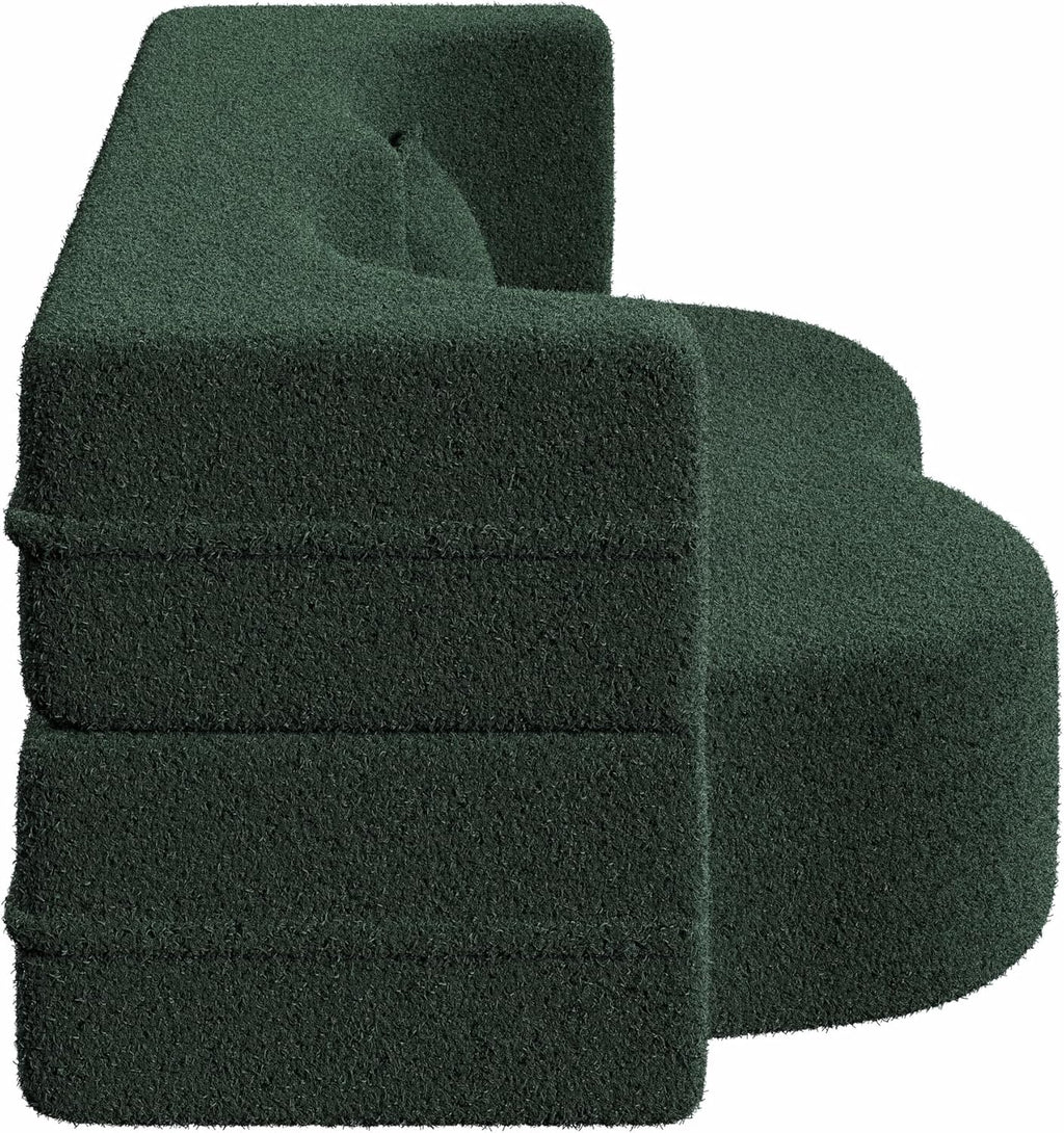 Ball & Cast 78' Floor Sofa Bed with 2 Pillows,Convertible Teddy Fabric Foam-Filled Sleeper Sofa Bed,Pull Out Couch Full Size Folding Mattress for Living Room,Playroom,No Assembly Required,Green