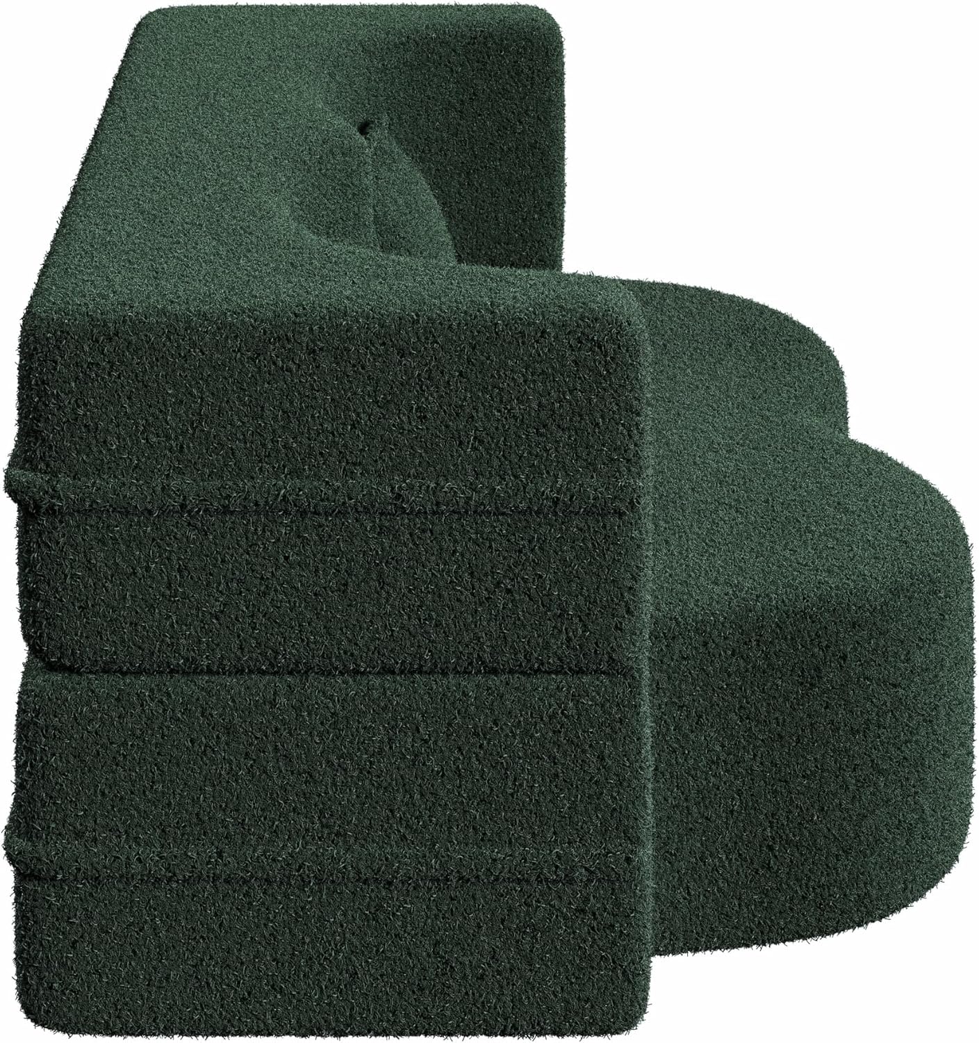 Ball & Cast 78' Floor Sofa Bed with 2 Pillows,Convertible Teddy Fabric Foam-Filled Sleeper Sofa Bed,Pull Out Couch Full Size Folding Mattress for Living Room,Playroom,No Assembly Required,Green