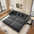 Ball & Cast 3-in-1 Convertible Sofa Bed with Movable Ottoman, 89' Pull Out Couch Bed King Size, Velvet 3 Seater Sleeper Sofa with Nailhead Trim & Rolled Arm,Sofa Couches for Living Room,Blue