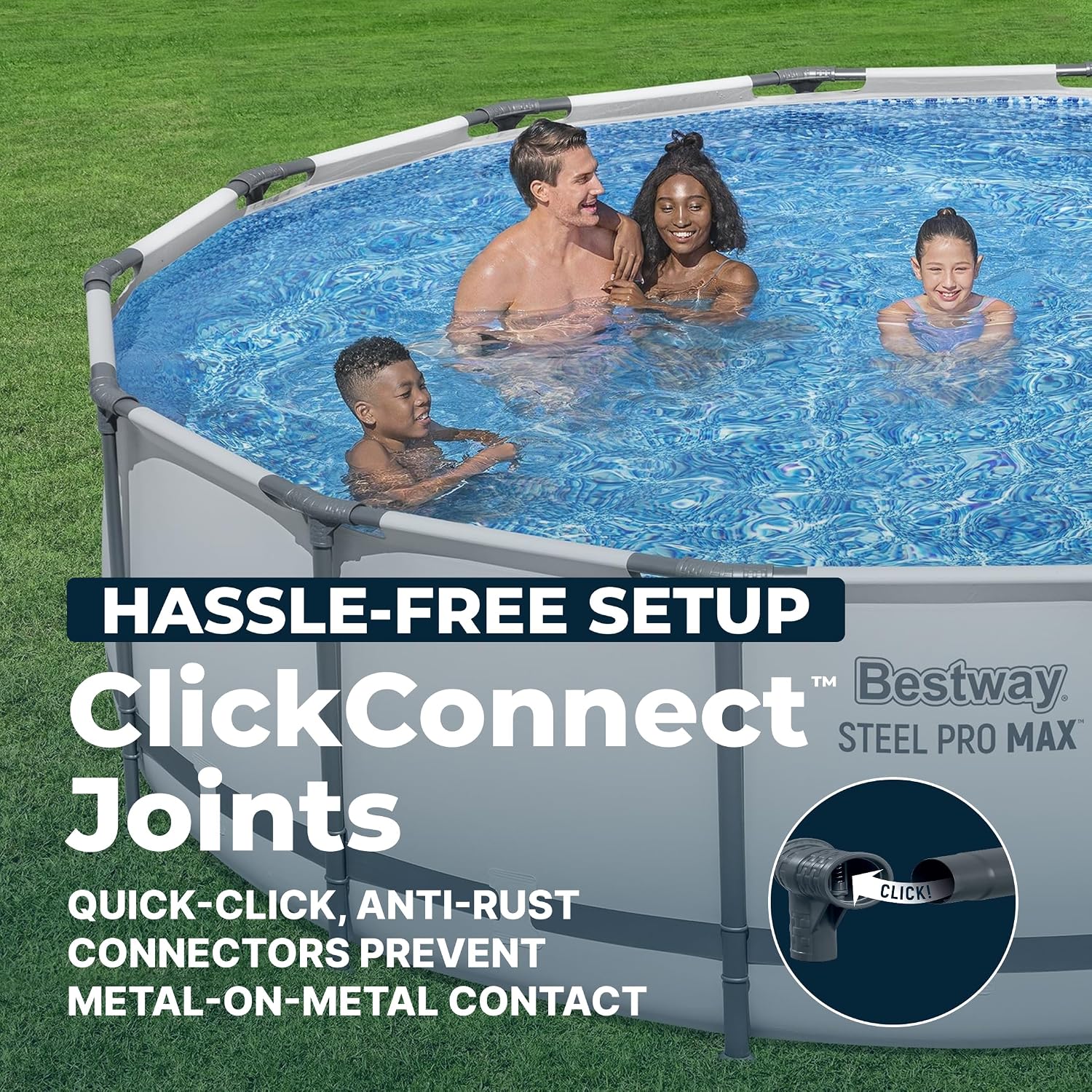 Bestway Steel Pro MAX 14' x 42' Above Ground Pool, Round Metal Frame Outdoor Swimming Pool Set with Filter Pump, Ladder, and Cover, Gray