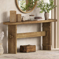 TRIBEWOOD 63-Inch Solid Wood Console Table for Entryway, Narrow Long Farmhouse Sofa Table Behind Couch, for Foyer, Hallway, Living Room, Easy Asswmbly, Brown