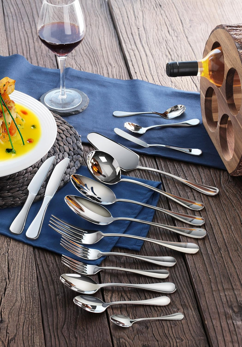 Artaste 56457 Rain 18/10 Stainless Steel 103-Piece Flatware Set, Service for 12